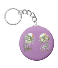 Keychains with jellyfish designs, based on the drawings of Ernst Haeckel