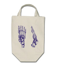 Bags with images of the bones of the human foot