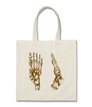 Bags with images of the bones of the human foot