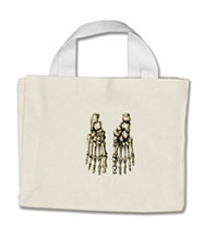 Bags with images of the bones of the human foot