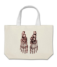 Bags with images of the bones of the human foot