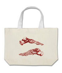 Bags with images of the bones of the human foot