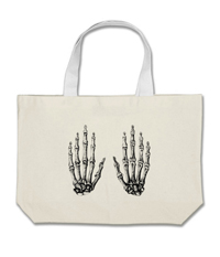 Bones of the human hand on bags