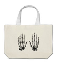 Bones of the human hand on bags