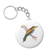 Keychains with bird drawings from the works of John Gould 