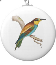 Keychains with bird drawings from the works of John Gould 