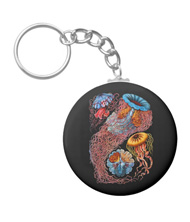 Keychains with jellyfish designs, based on the drawings of Ernst Haeckel