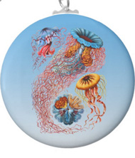 Keychains with jellyfish designs, based on the drawings of Ernst Haeckel