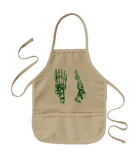 Aprons with bones of the human foot