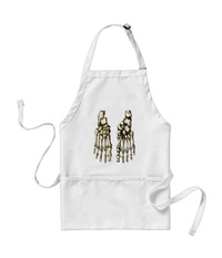 Aprons with bones of the human foot