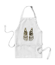 Aprons with bones of the human foot