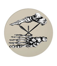 Clocks with bones of the human foot