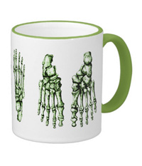 Mugs with colourful bones of the human foot