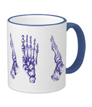 Mugs with colourful bones of the human foot