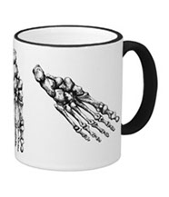 Mugs with colourful bones of the human foot