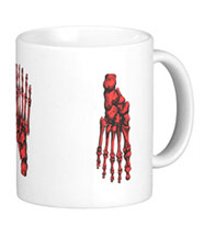 Mugs with colourful bones of the human foot