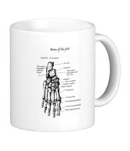 Mugs with colourful bones of the human foot