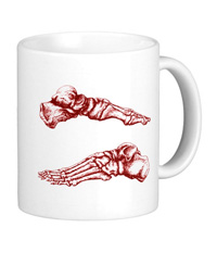 Mugs with colourful bones of the human foot