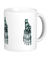 Mugs with colourful bones of the human foot