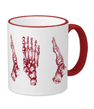 Mugs with colourful bones of the human foot