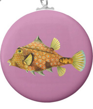 Keychains with fish designs, based on the drawings of Ernst Haeckel