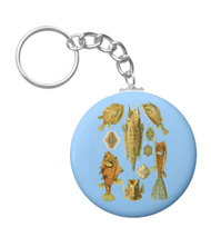 Keychains with fish designs, based on the drawings of Ernst Haeckel