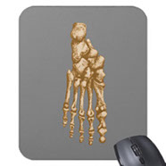 Mouse mats (mouse pads) with bones of the human foot