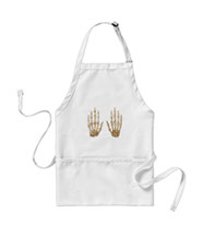 Bones of the human hand on aprons