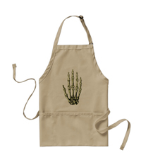 Bones of the human hand on aprons