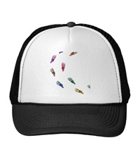 Hats with images of bones of the human foot