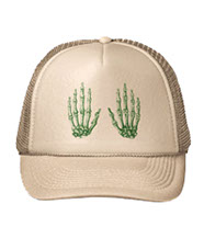 Bones of the human hand on hats