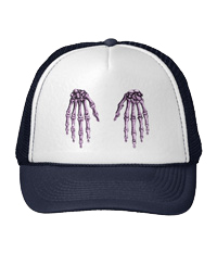 Bones of the human hand on hats