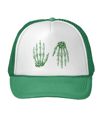 Bones of the human hand on hats