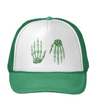 Bones of the human hand on hats