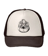 Details of the human skull singularly and in groups, in various colors and arrangements. trucker hats