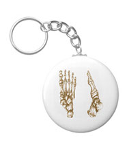 Keychains with bones of the human foot