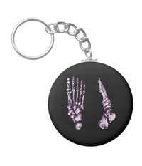 Keychains with bones of the human foot