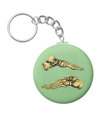 Keychains with bones of the human foot