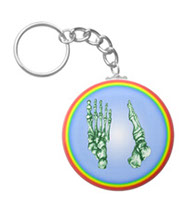 Keychains with bones of the human foot