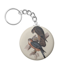 Keychains with bird drawings from the works of John Gould 