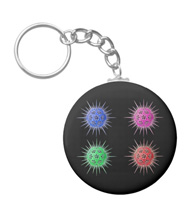 Keychains with microsopic creature designs, based on the drawings of Ernst Haeckel