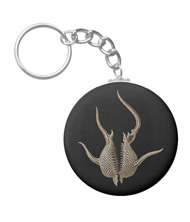 Keychains with microsopic creature designs, based on the drawings of Ernst Haeckel