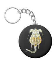 Keychains with microsopic creature designs, based on the drawings of Ernst Haeckel