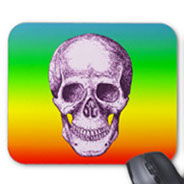 Details of the human skull singularly and in groups, in various colors and arrangements. Mousepads / mousemats