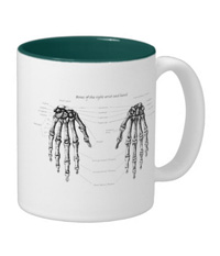 Bones of the human hand mugs