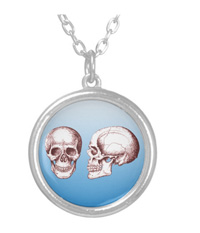 Details of the human skull singularly and in groups, in various colors and arrangements. pendants