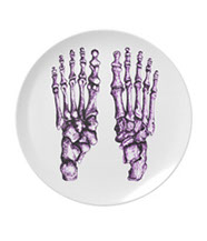 Party Plates with human foot bone designs