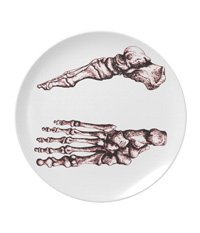 Party Plates with human foot bone designs