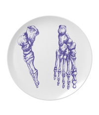 Party Plates with human foot bone designs