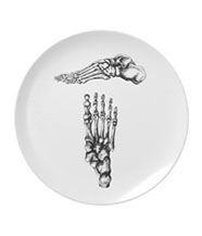 Party Plates with human foot bone designs